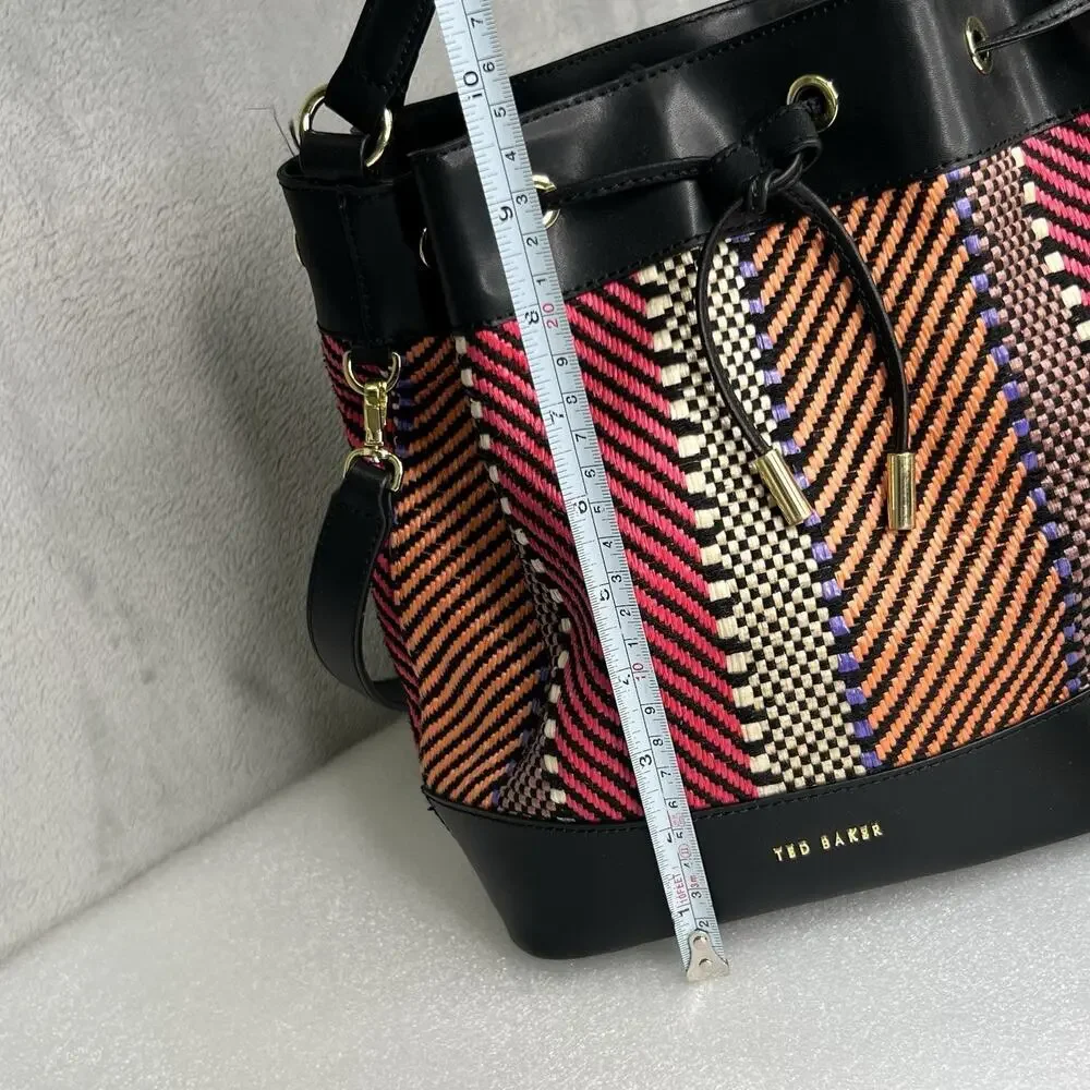 Ted Baker Taliiaa Multicolor Woven Boho Bucket Shoulder‎ Bag Leather Trim